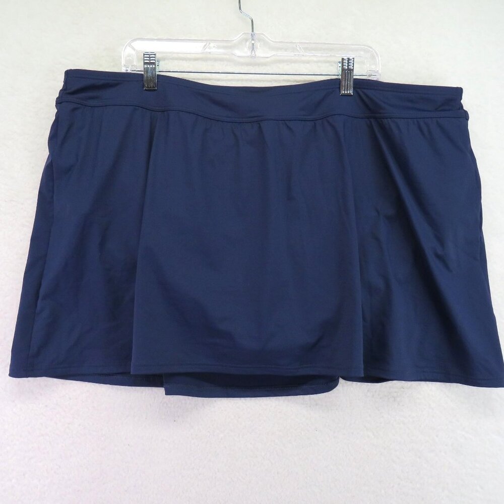 Lands End Swim Skirt Womens Size 24W Navy‎ Blue Swimsuit Bottom Builti-in Brief